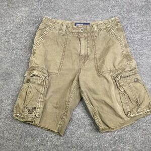 American Eagle Outfitters Mens Cargo Shorts Olive Green Ripstop Size 32 Y2K